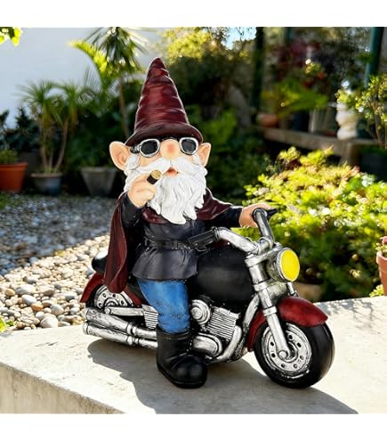 Amazon.com : Accent Plus Biker Gnome Solar Statue 8x3.25x7.5